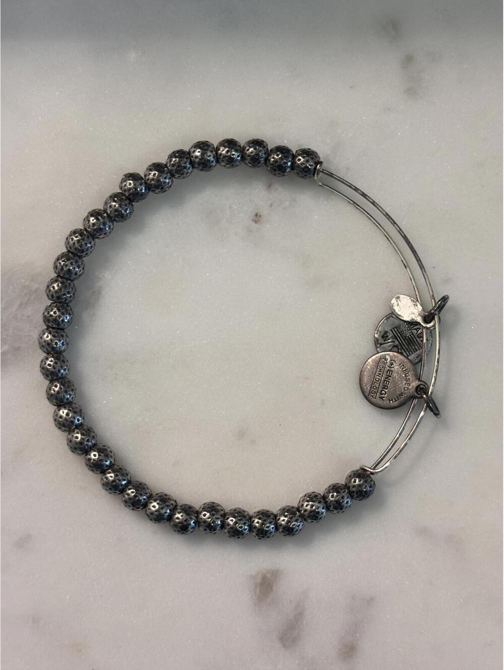 Alex and Ani Expandable Silver Beaded Charm Bracelet